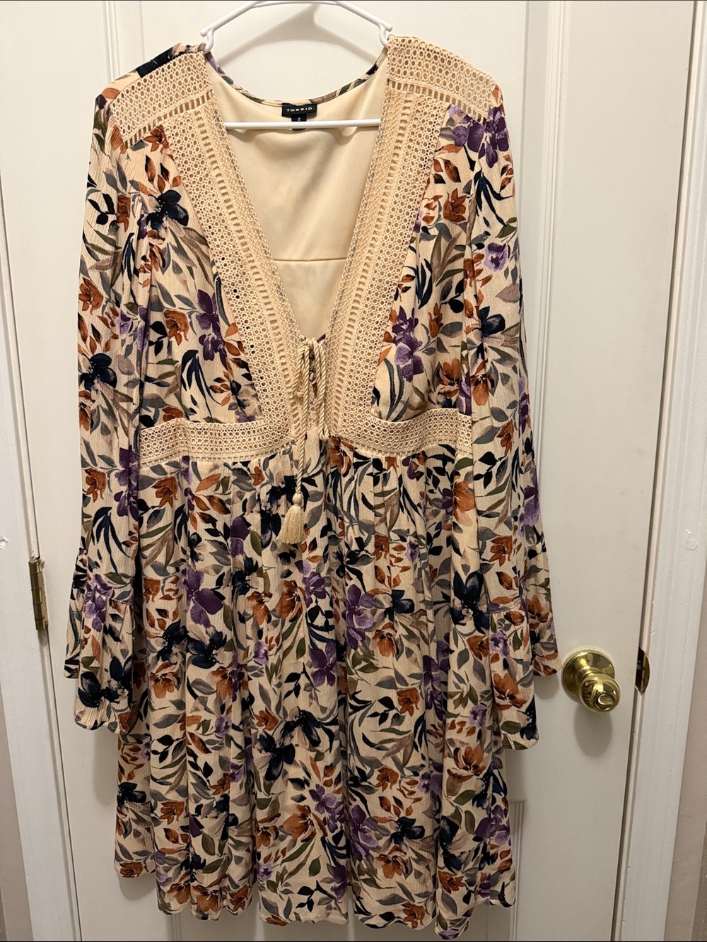 Women’s Torrid 2x Skater Bohemian Floral Crochet CottageCore Gypsy Plus Size